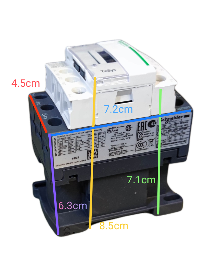 Schneider Contactor 18A 220V Coil LC1D18M7 with white top and black base for power control
