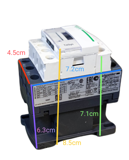 Schneider Contactor 18A 220V Coil LC1D18M7 with white top and black base for power control