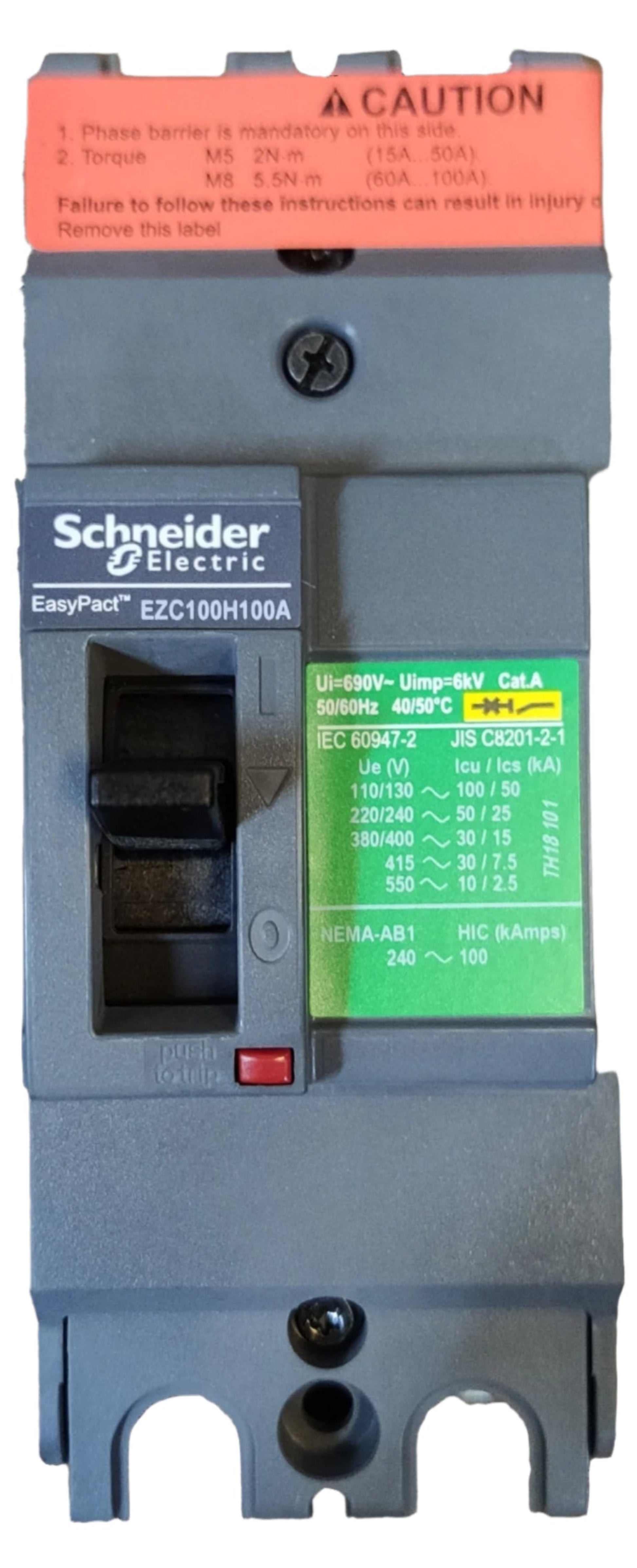 Schneider 100A 2 Pole Breaker Industrial Easy Pact circuit breaker for electrical protection