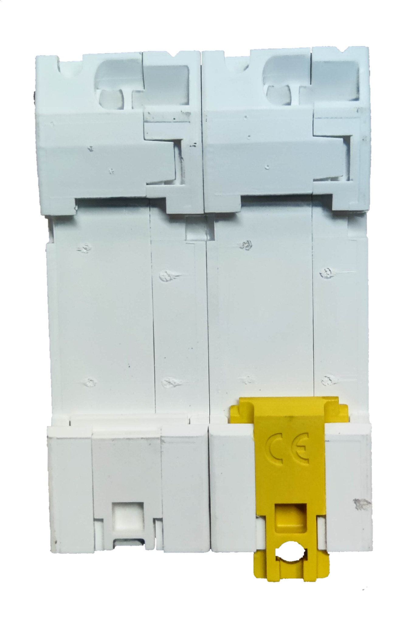 Schneider 100A Miniature Circuit Breaker 2 Pole with white body and yellow switch lever