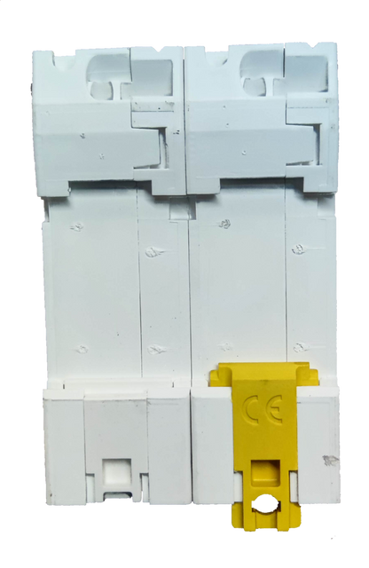 Schneider 100A Miniature Circuit Breaker 2 Pole with white body and yellow switch lever