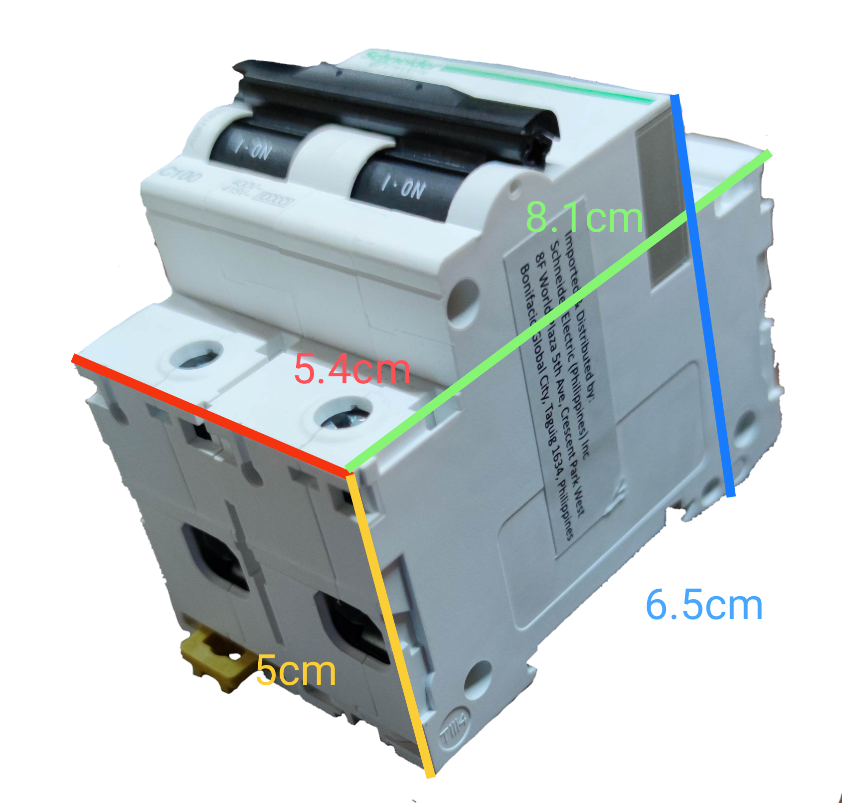 Schneider 100A Miniature Circuit Breaker 2 Pole white electrical component with on off switches