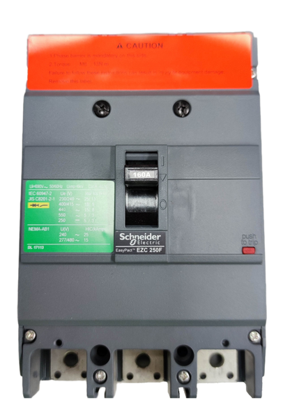 Schneider 160A 3 Pole Breaker Industrial 250AF with gray casing and switch for electrical protection