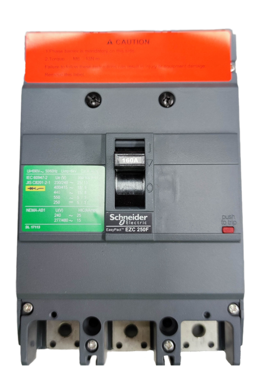 Schneider 160A 3 Pole Breaker Industrial 250AF with gray casing and switch for electrical protection