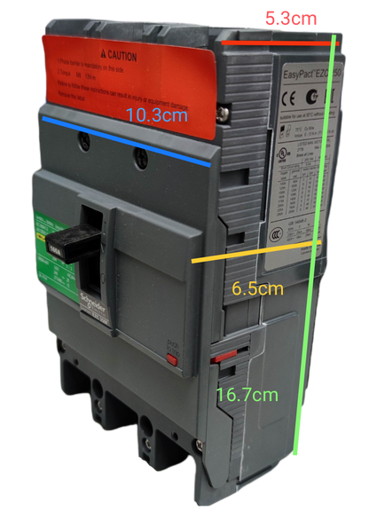Schneider 160A 3 Pole Breaker Industrial 250AF with gray casing and switch handle for electrical circuitry