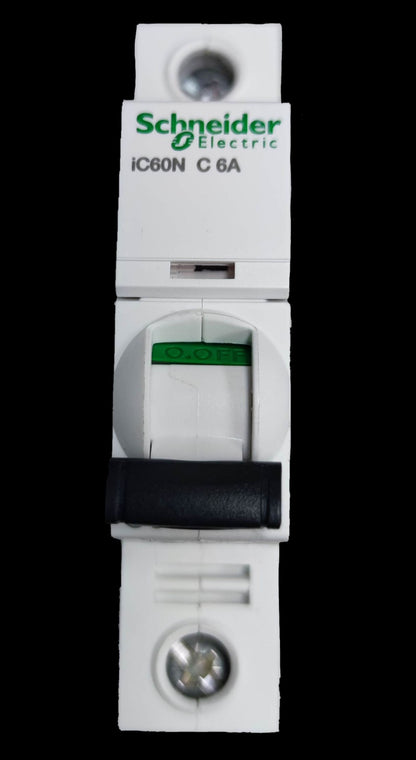 Schneider 6A 1Pole Miniture Circuit Breaker white electrical component with black switch