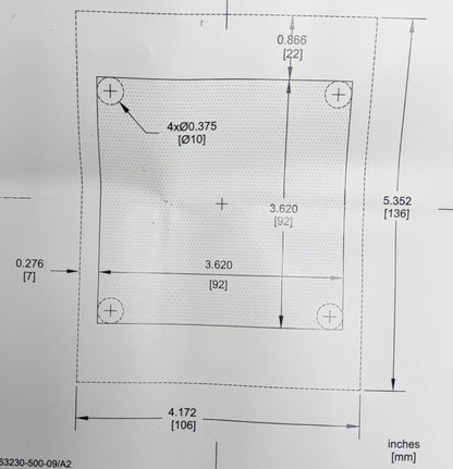 Technical diagram of Schneider Power Meter METSEPM2120 showing detailed dimensions in inches and millimeters