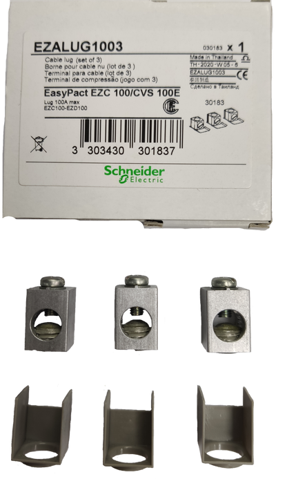 Schneider Mechanical Lugs electrical parts kit with three metal compression lugs for EasyPact EZC 100 CVS 100E