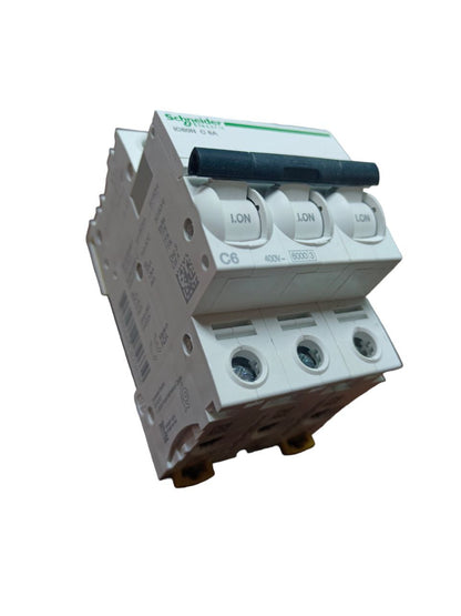 Schneider Miniature Circuit Breaker 10A with three-pole switches for electrical protection