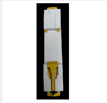 Schneider Miniature Circuit Breaker 50A 1 Pole in white and yellow design for electrical safety