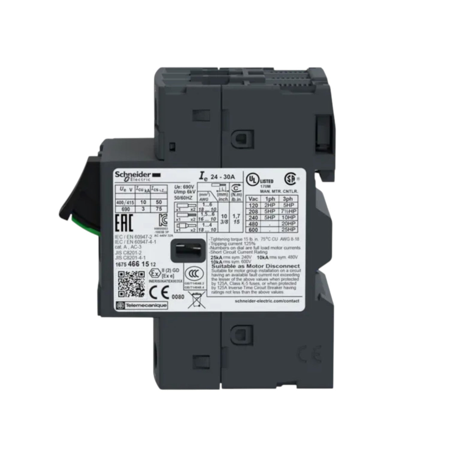 Schneider Motor Protection Breaker 24A-32A 690V 3P gray three pole motor protector with front label