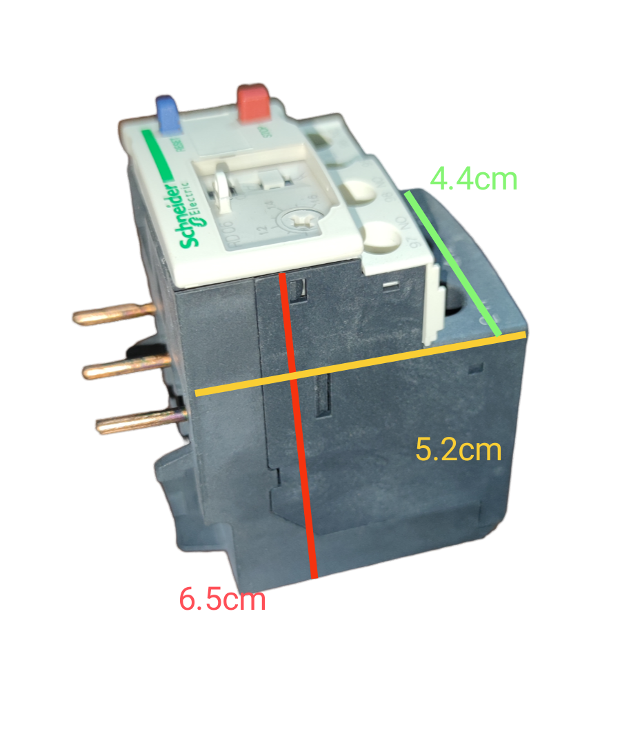 Overload Relay LRD05 Schneider with precise dimensions and a compact design for electrical applications