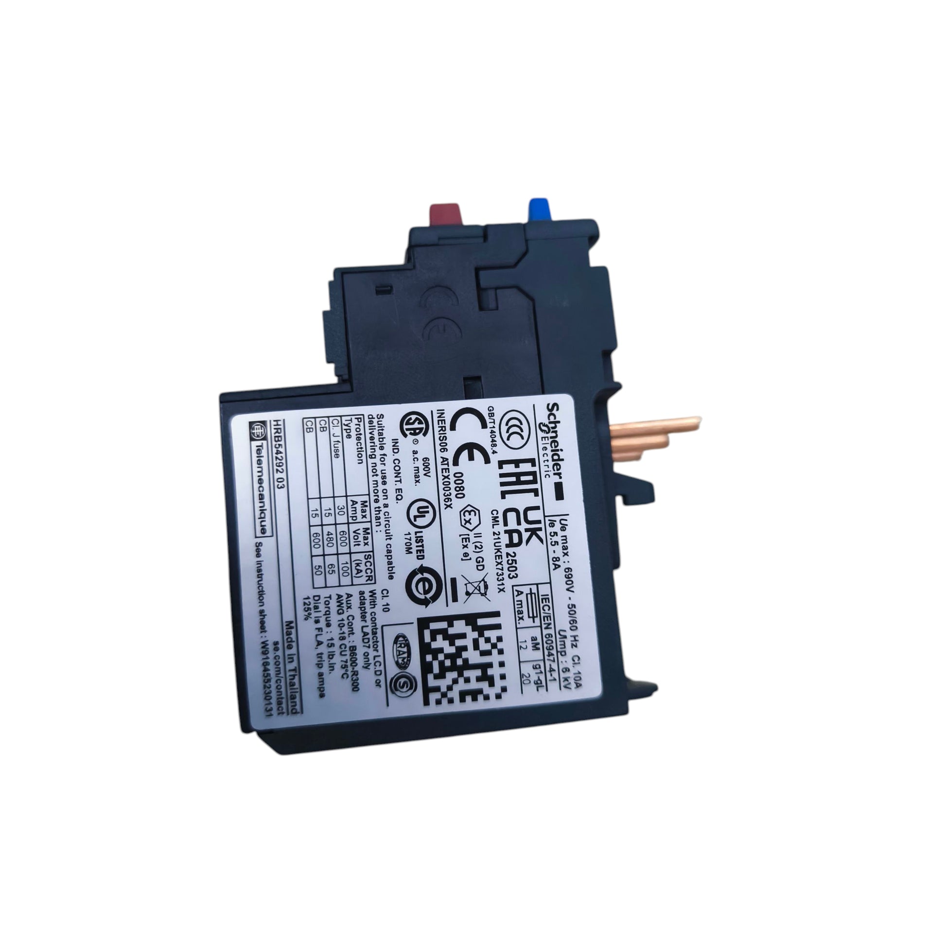 Overload Relay LRD12 Schneider with clear labeling and connection points for electrical safety