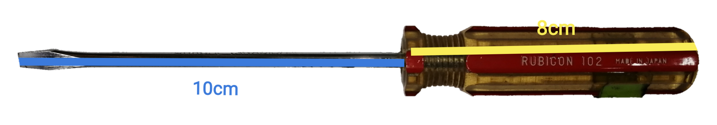 Rubicon Screw Driver Made in Japan with a clear yellow and blue color-coded shaft for easy identification