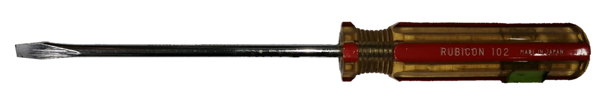 Screw Driver Made in Japan Rubicon with a red handle and a shiny steel shaft for effective use