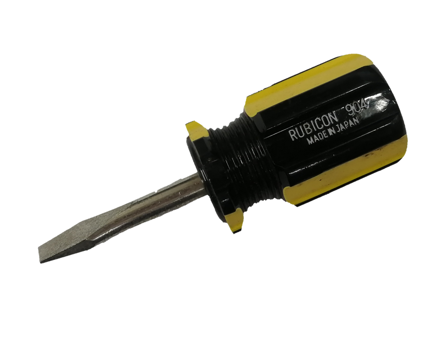 Rubicon Screw Driver Made in Japan with a yellow and black handle for precision tasks