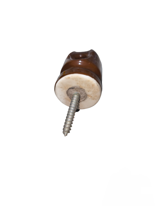 Brown and white Cable Management Screw Insulator XL with metal screw for secure installation