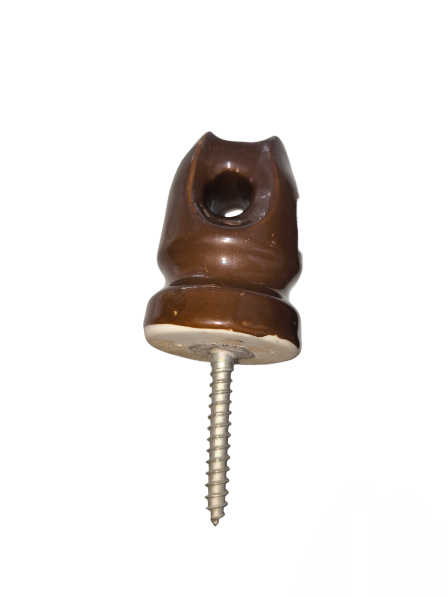 Brown Screw Insulator XL cable management with metal screw for secure wire support