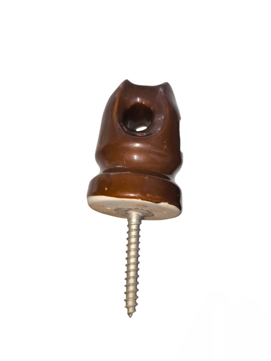 Brown Screw Insulator XL cable management with metal screw for secure wire support