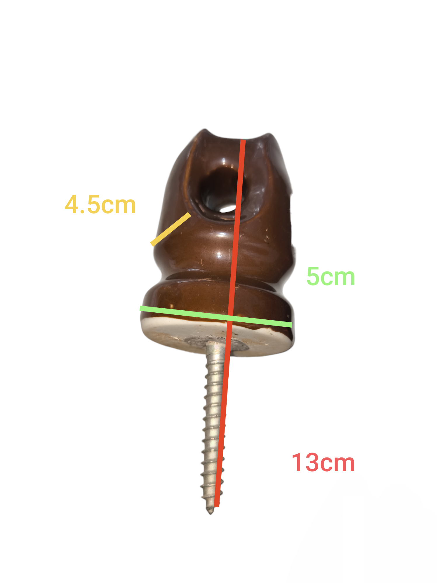 Brown Screw Insulator XL cable management insulator with metal screw and size dimensions