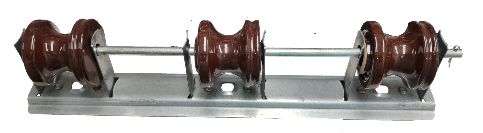 Local cable management Secondary Rack 3 Wire with Spool Insulator made of metal and brown ceramic components