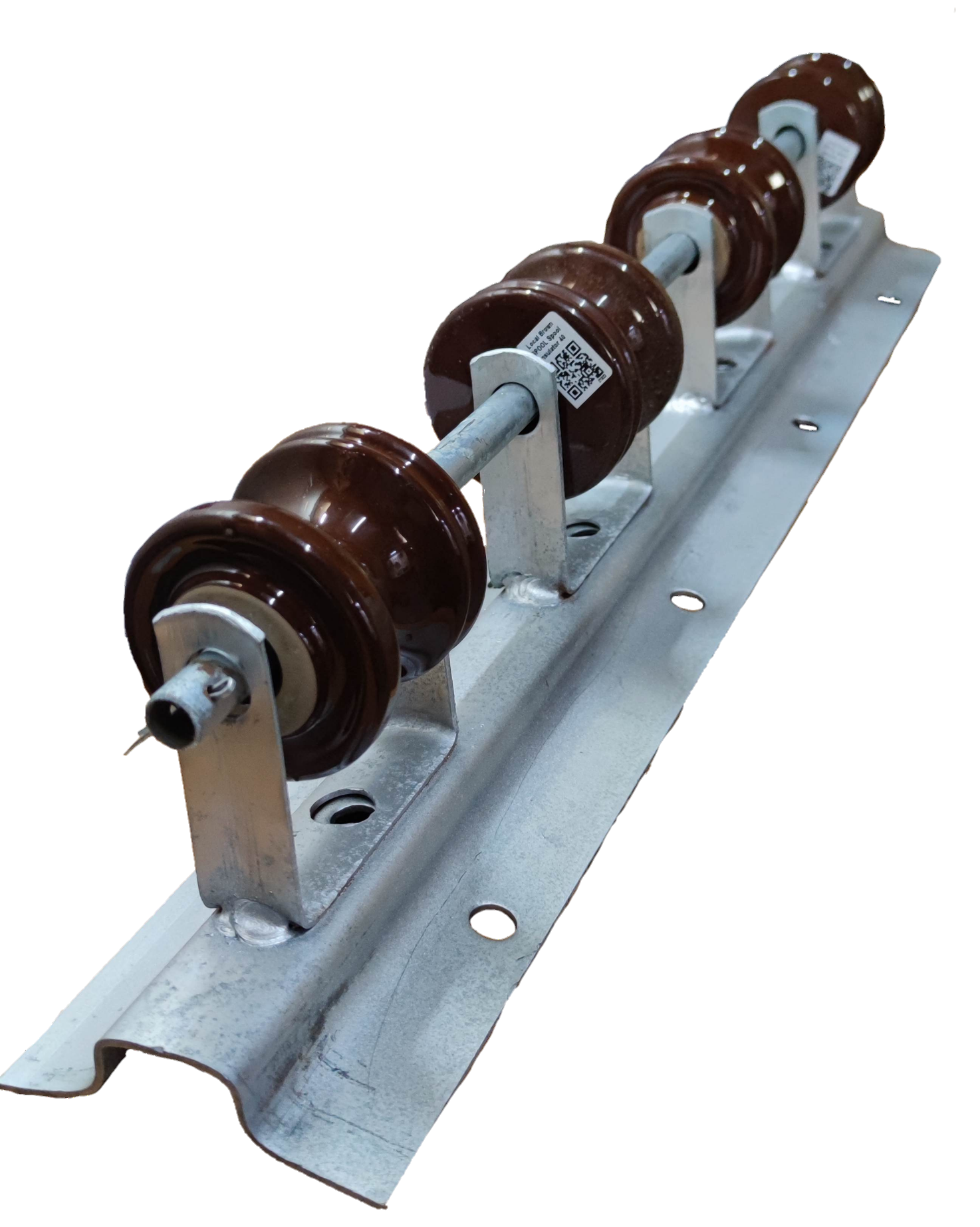 Electx Electrical Supply Secondary Rack 4 Wire cable management device with brown ceramic insulators