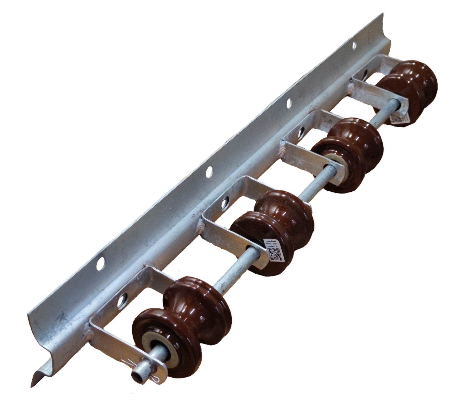 Electx Electrical Supply Secondary Rack 4 Wire cable management with metal frame and brown insulators