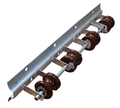 Electx Electrical Supply Secondary Rack 4 Wire cable management with metal frame and brown insulators