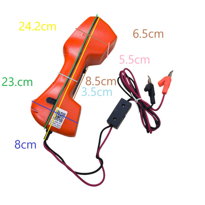Senter Telephone Line Teste orange handset style telephone line tester with red black leads and alligator clips