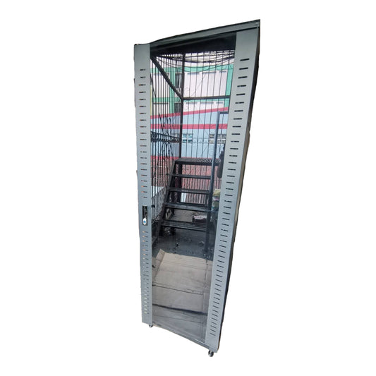 Metal storage rack with open door on a white background Data Cabinet 42U Server Rack Network Cabinet 60cm x 60cm x 196cm
