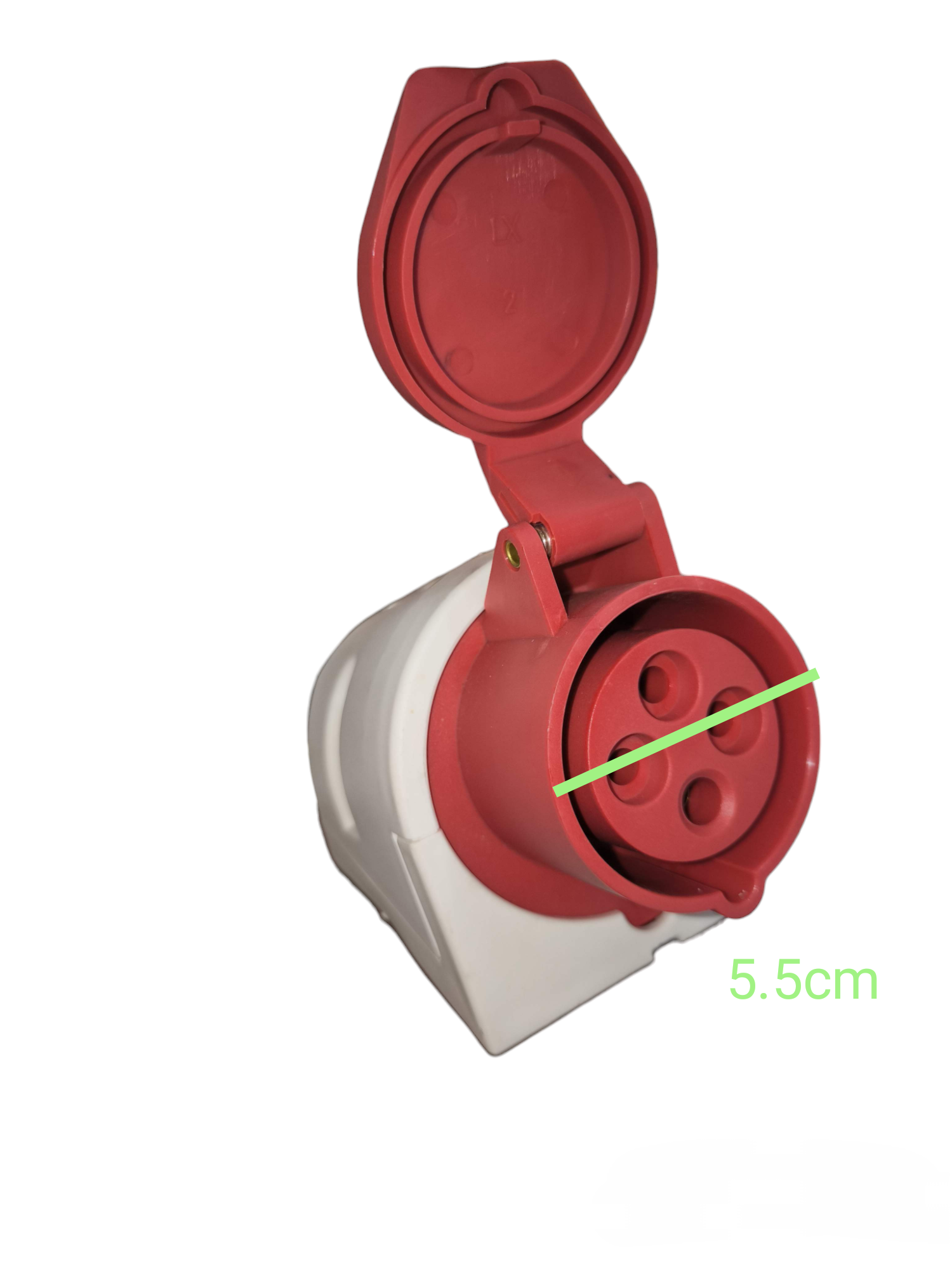 Sassin Industrial Outlet 380V Wall Type angled red and white IP44 wall mounted three pin power socket