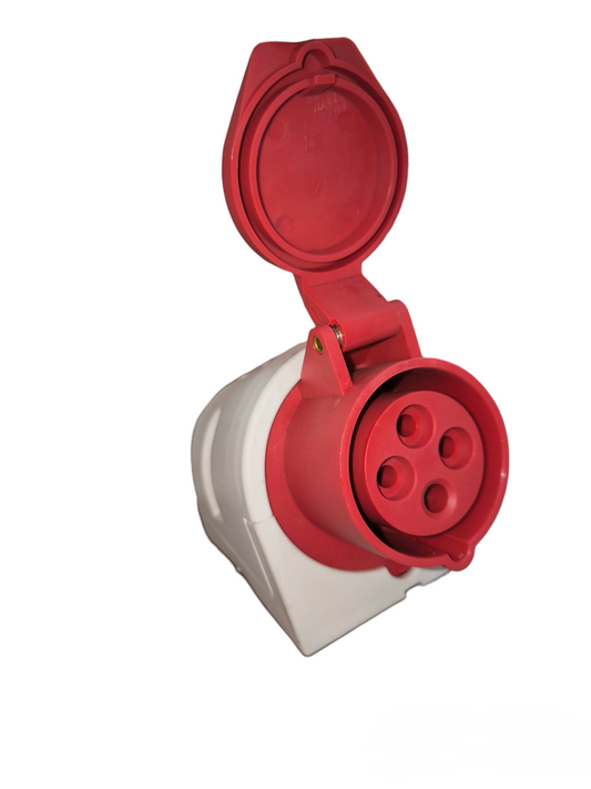 Sassin red and white industrial socket with hinged protective cap for Industrial Outlet 380V Wall Type