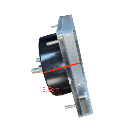 Side view of 3x3 Hz Meter 220V Panel Meter with black casing and screw terminals for electrical testing