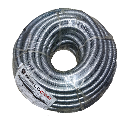 Shieldcon 15mm Metal Flexible Hose coiled for electrical circuitry and parts use