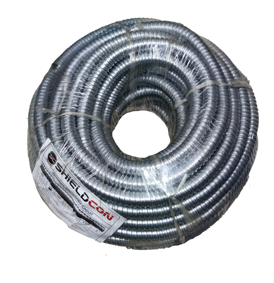 Shieldcon 15mm Metal Flexible Hose coiled for electrical circuitry and parts use