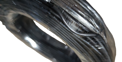 Coiled shielded stranded wire from Electx Electrical Supply wrapped in protective plastic