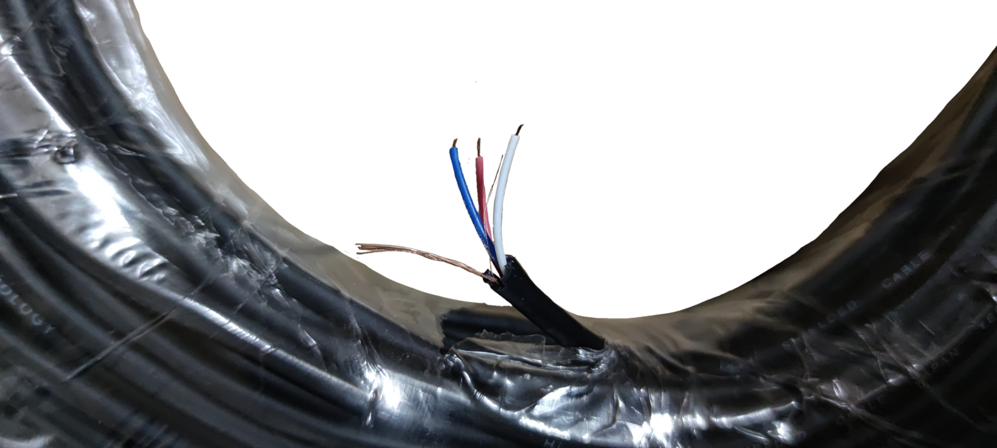Electx Electrical Supply Shielded Stranded Wire with exposed colored inner wires and black outer sheath