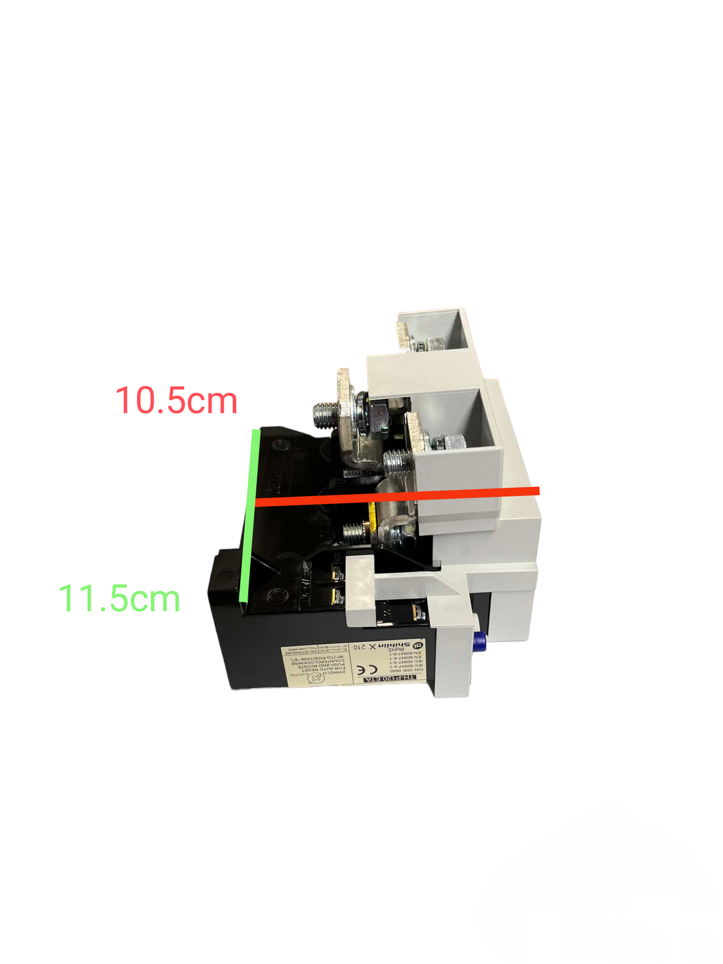 Shihilin overload relay S-P125T S-P100T power component showing side view with dimensions