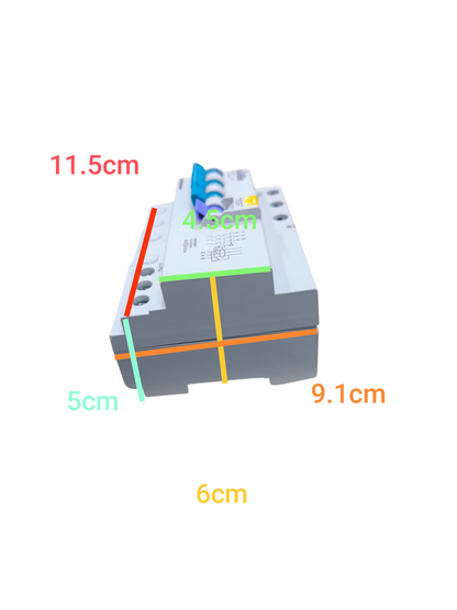 Shihlin 20A 3 Pole Earth Leakage Circuit Breaker with dimensions shown for electrical circuitry
