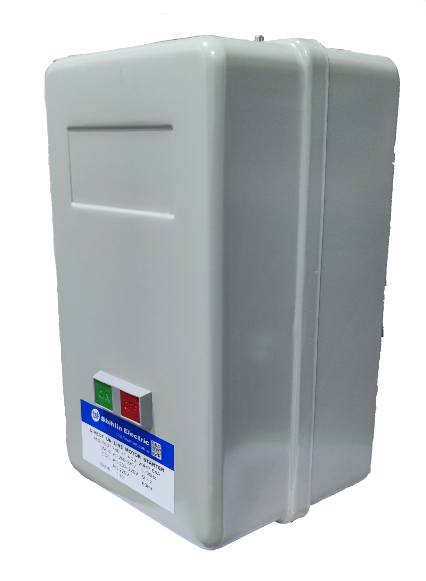 Shihlin Magnetic Starter 54A 20HP 3 Phase in a white protective casing for power control