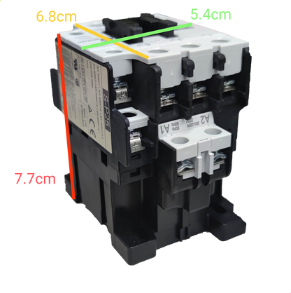 Shihlin Magnetic Contactor 25A 220V electrical component with black and white casing and labeled terminals