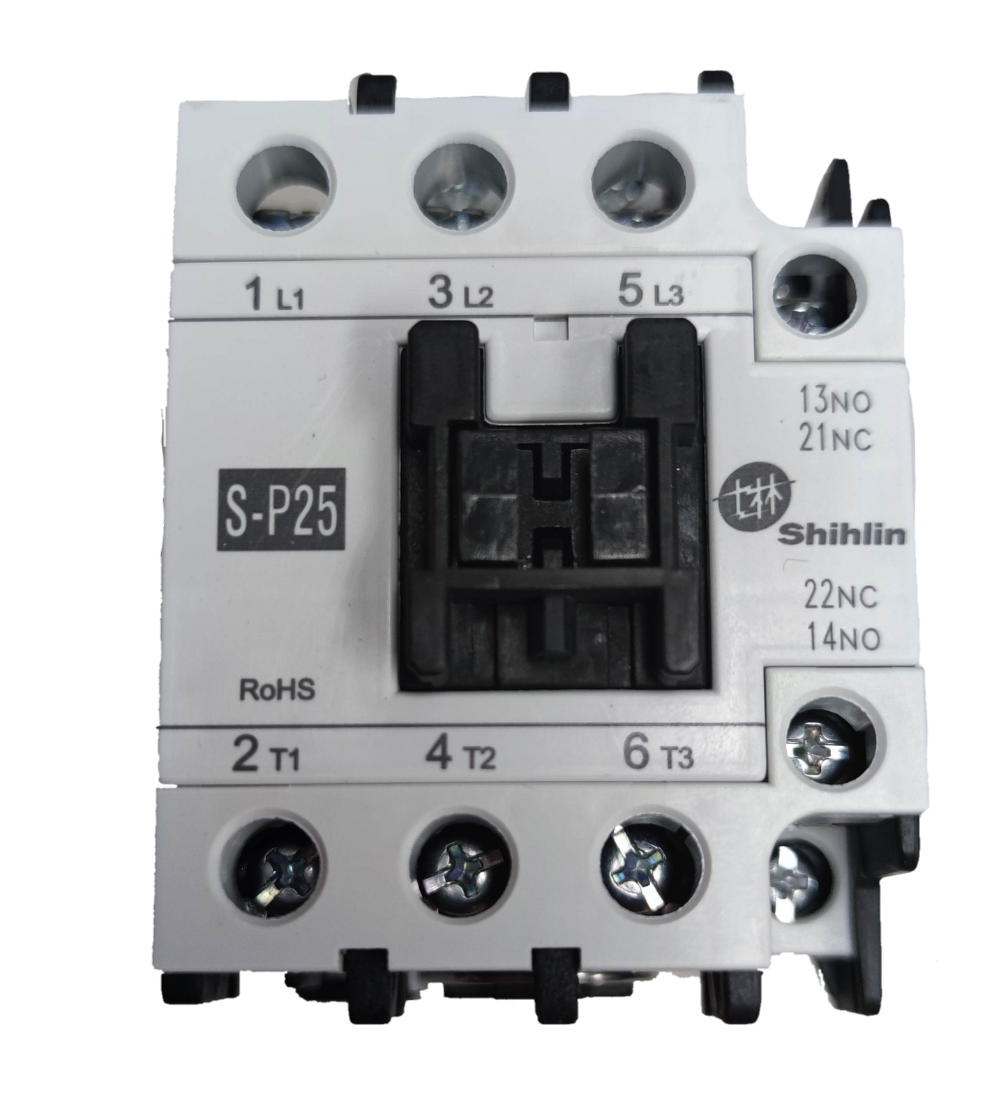 Shihlin Magnetic Contactor 25A 220V electrical circuitry part with labeled terminals and white casing