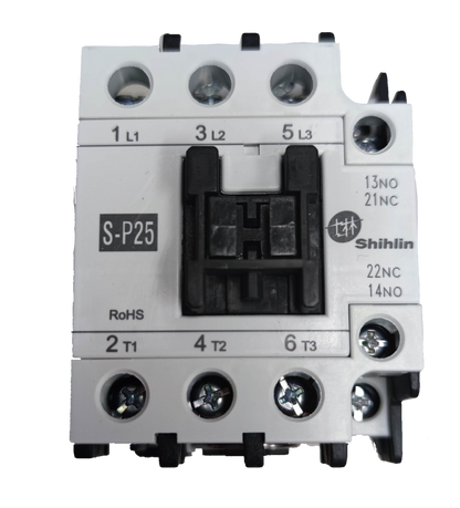 Shihlin Magnetic Contactor 25A 220V electrical circuitry part with labeled terminals and white casing