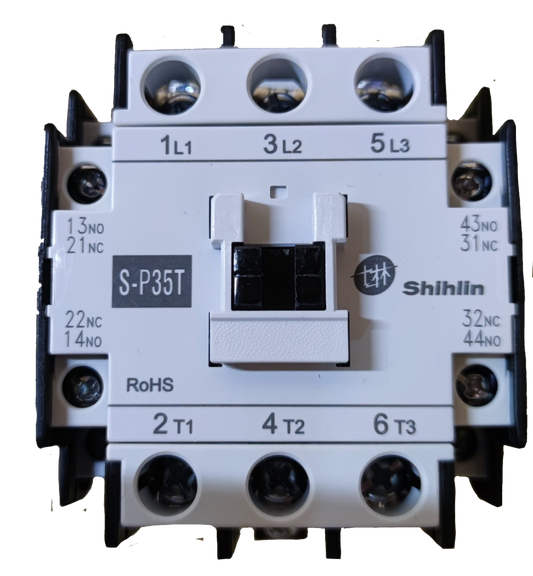 Shihlin Magnetic Contactor 35A 220V electrical circuitry component with labeled terminals and white casing