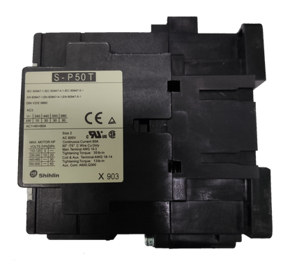 Shihlin Magnetic ContactorS-P50T black industrial power switch component with technical label