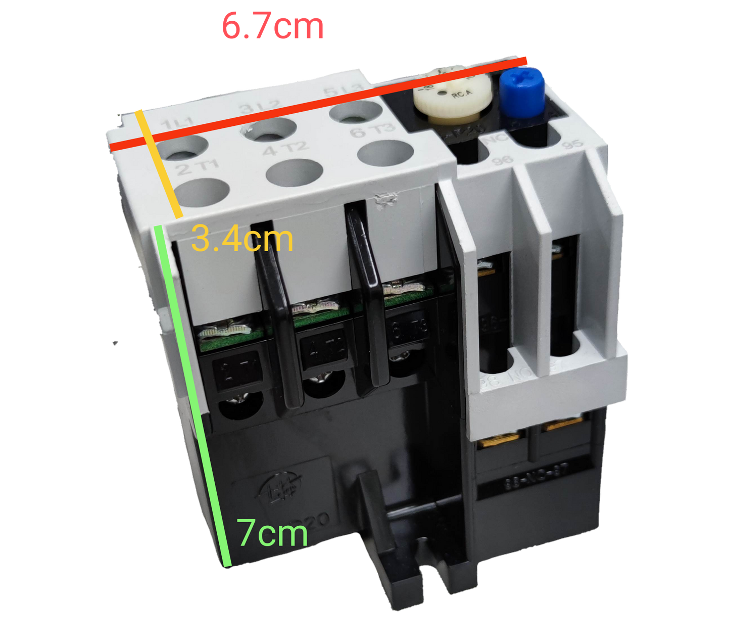 Close-up of Shihlin Overload Relay 15A electrical component with black and white casing