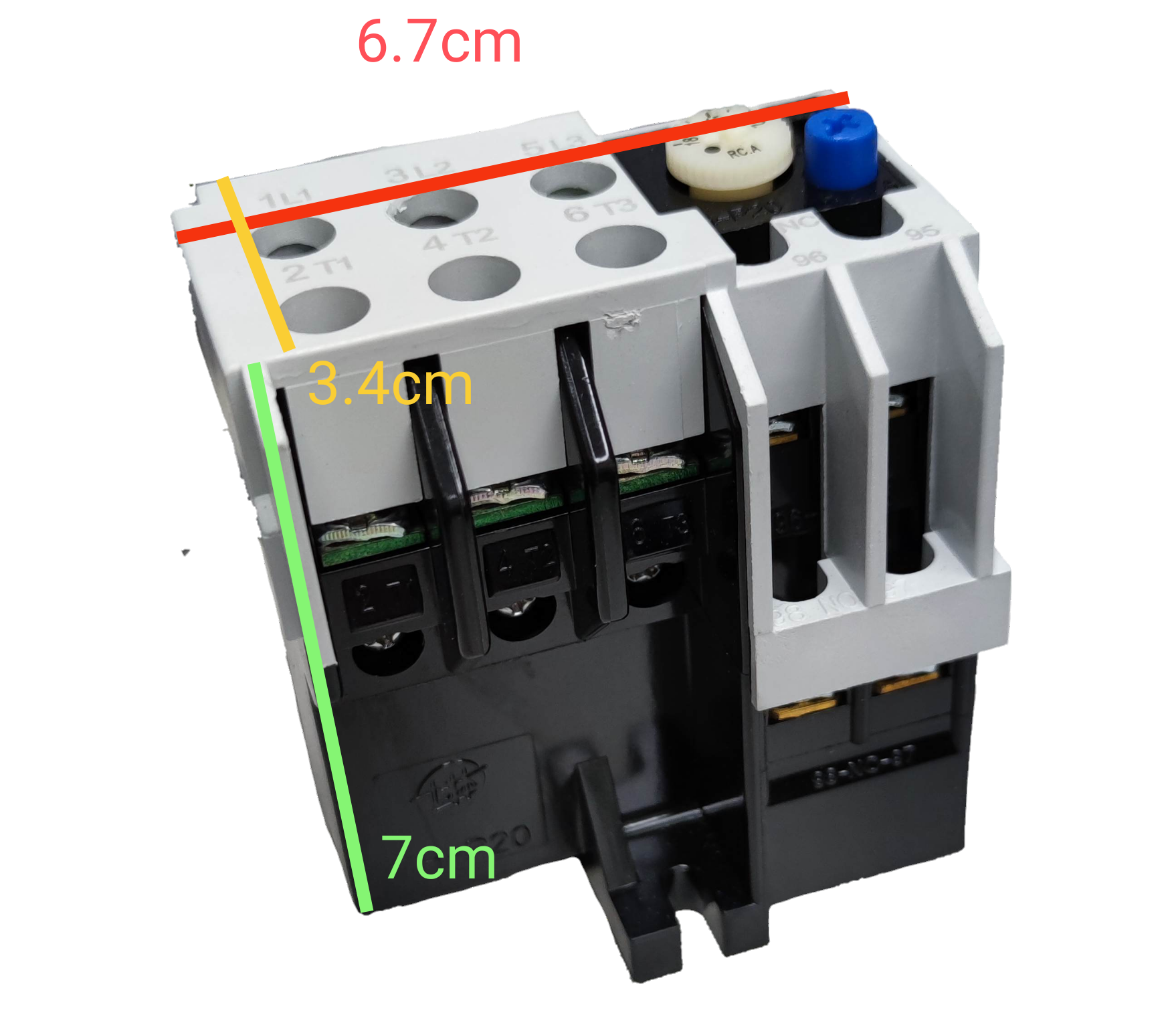 Close-up of Shihlin Overload Relay 15A electrical component with black and white casing
