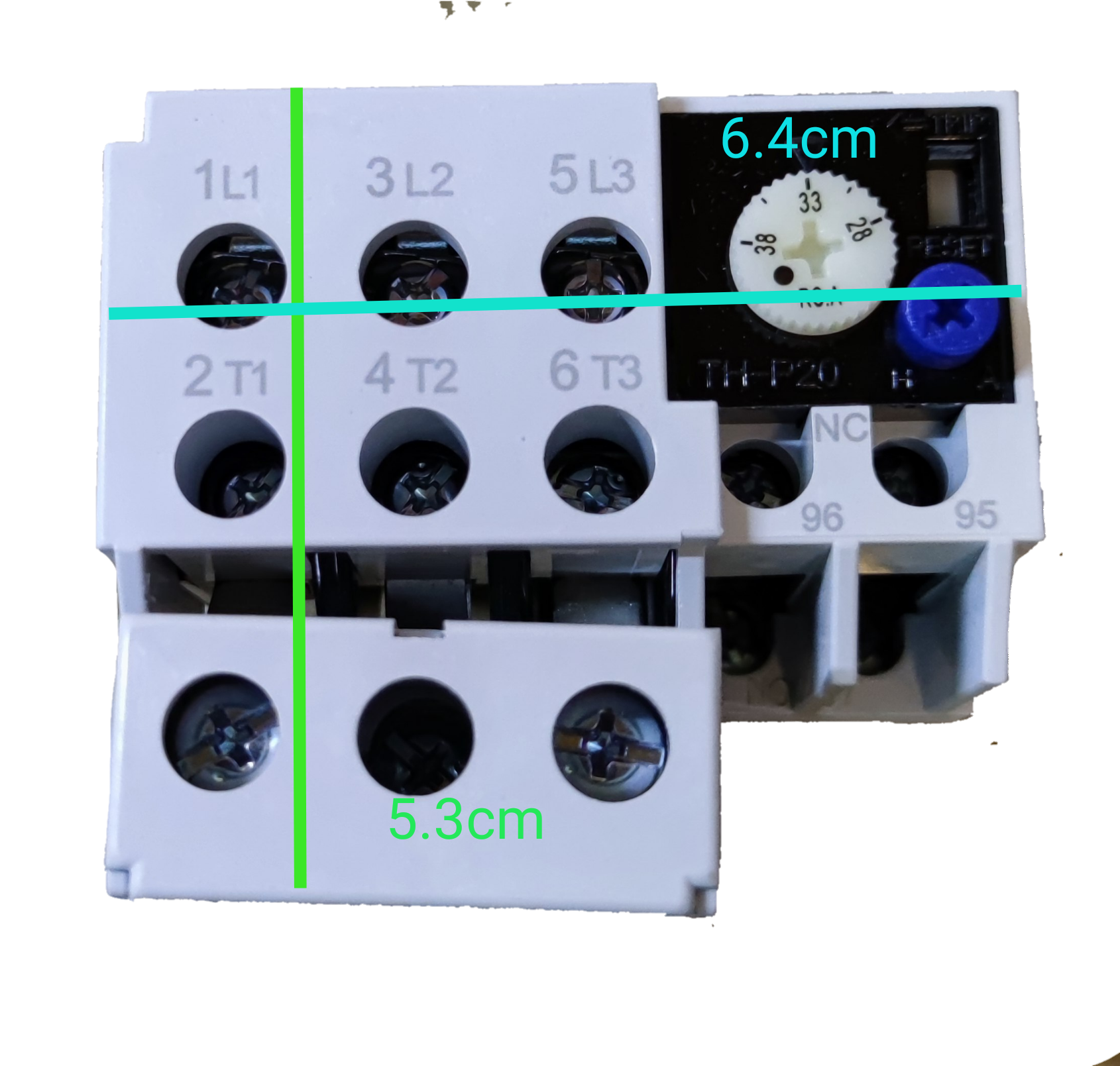 SHIHLIN Overload Relay 33A white electrical component with labeled terminals and adjustment dial