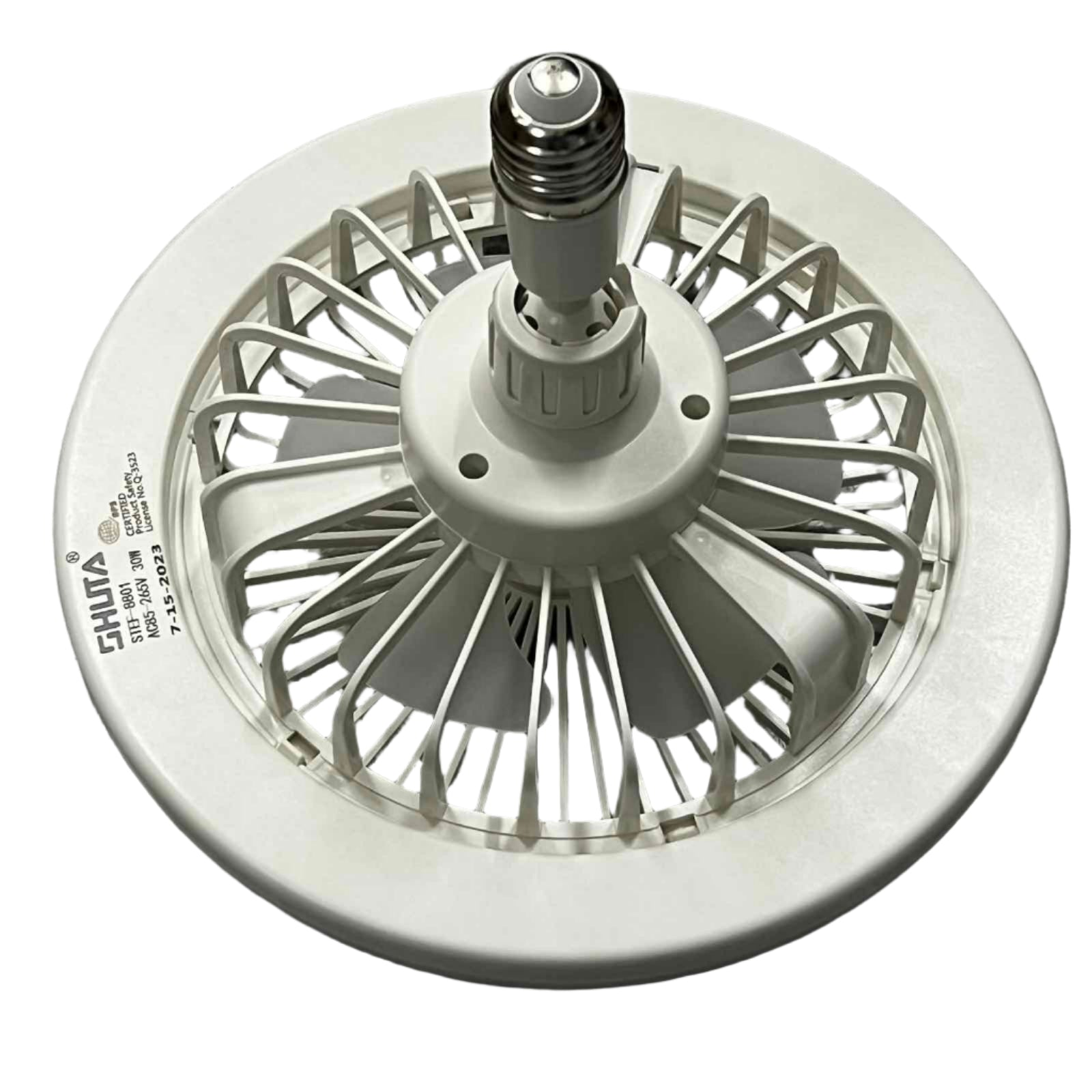 Shuta LED Light with Fan and Fragrance Scent in white featuring a circular design and fan blades