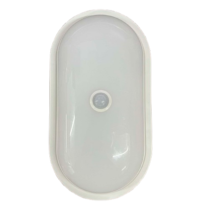 Shuta 30W MOTION SENSOR LED LIGHT OVAL with white frame and central motion sensor for efficient lighting
